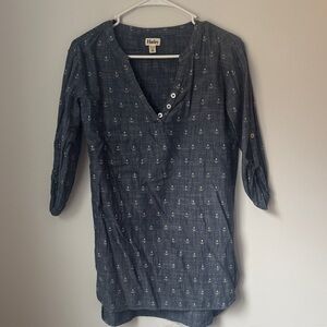 Hatley Navy Blue Anchor-Print Henley Tunic Beach Cover Up